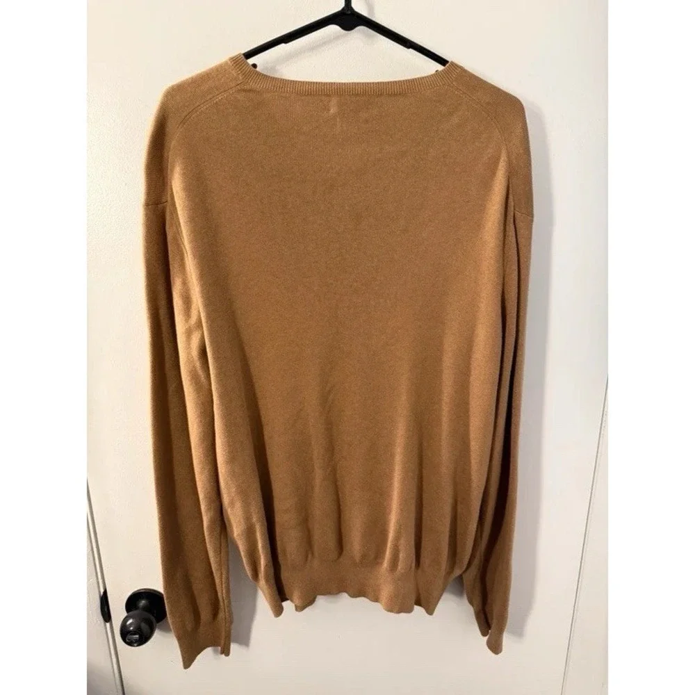 Polo Ralph Lauren Men's XL Brown Pima Cotton V-Neck Knit Pullover Sweater